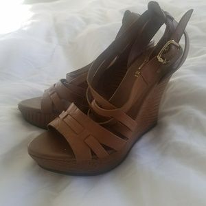 Saks Fifth Ave tan platform summer sandal